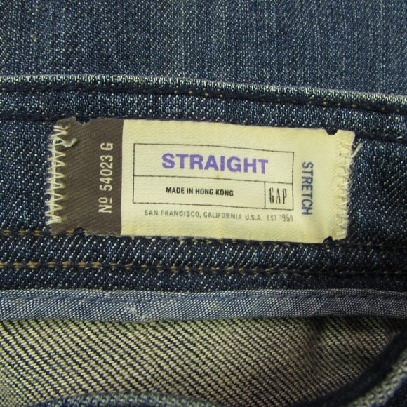 Gap Stretch Straight Jeans Lightly Distressed Dark - Picture 6 of 7